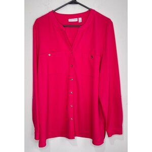 Susan Graver Shirt Career Top Hot Pink QVC Women Size 16